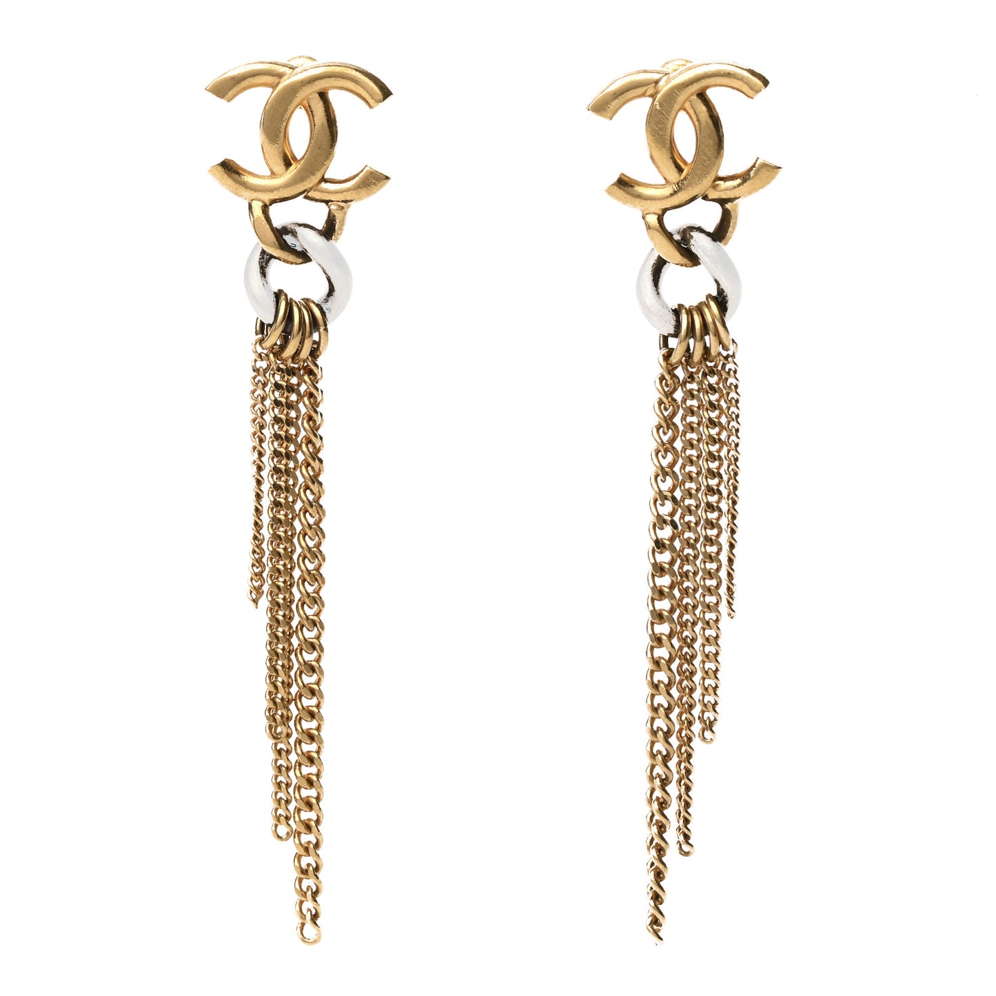 Chain CC Dangle Earrings Gold