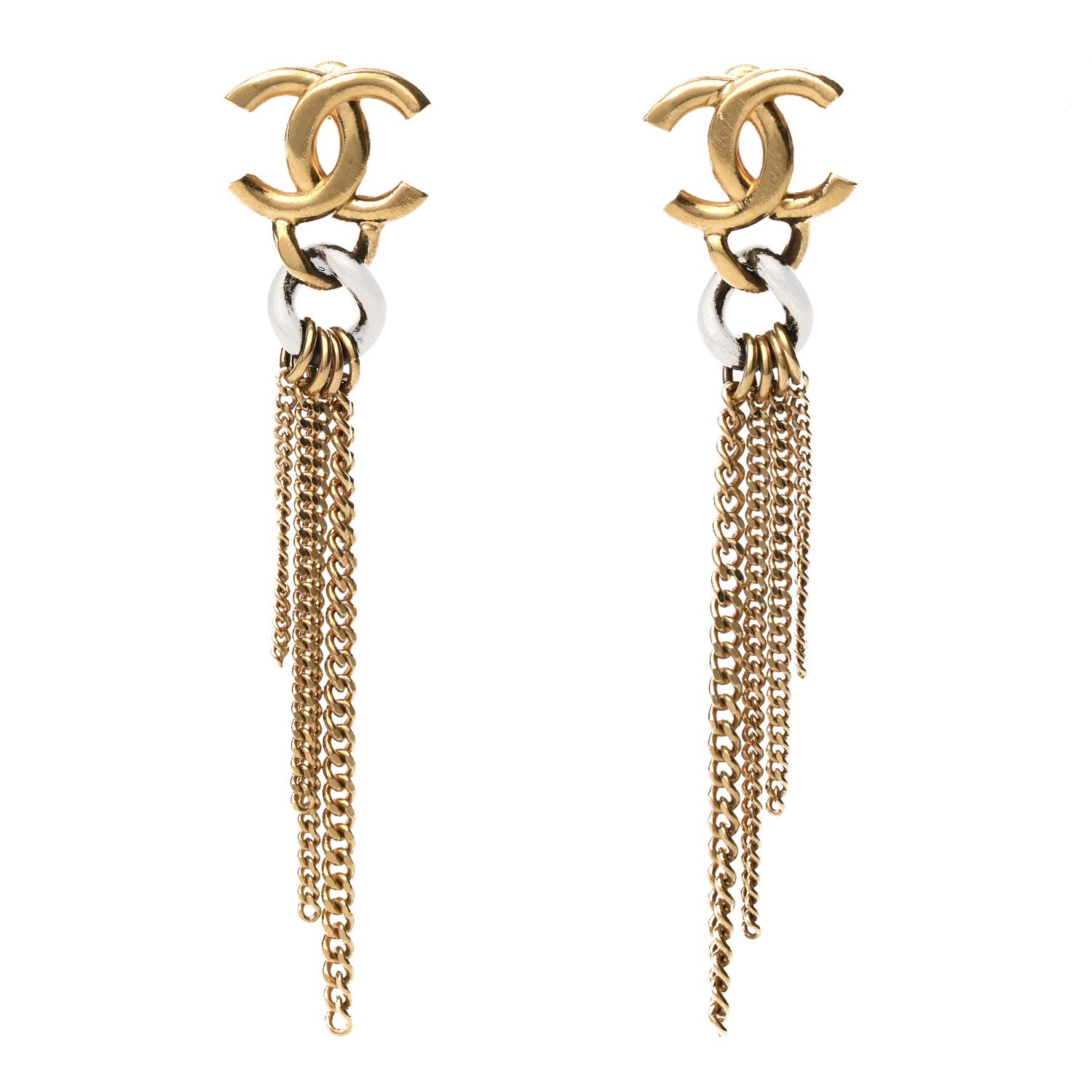 Chanel Chain CC Dangle Earrings Gold 1 of 5