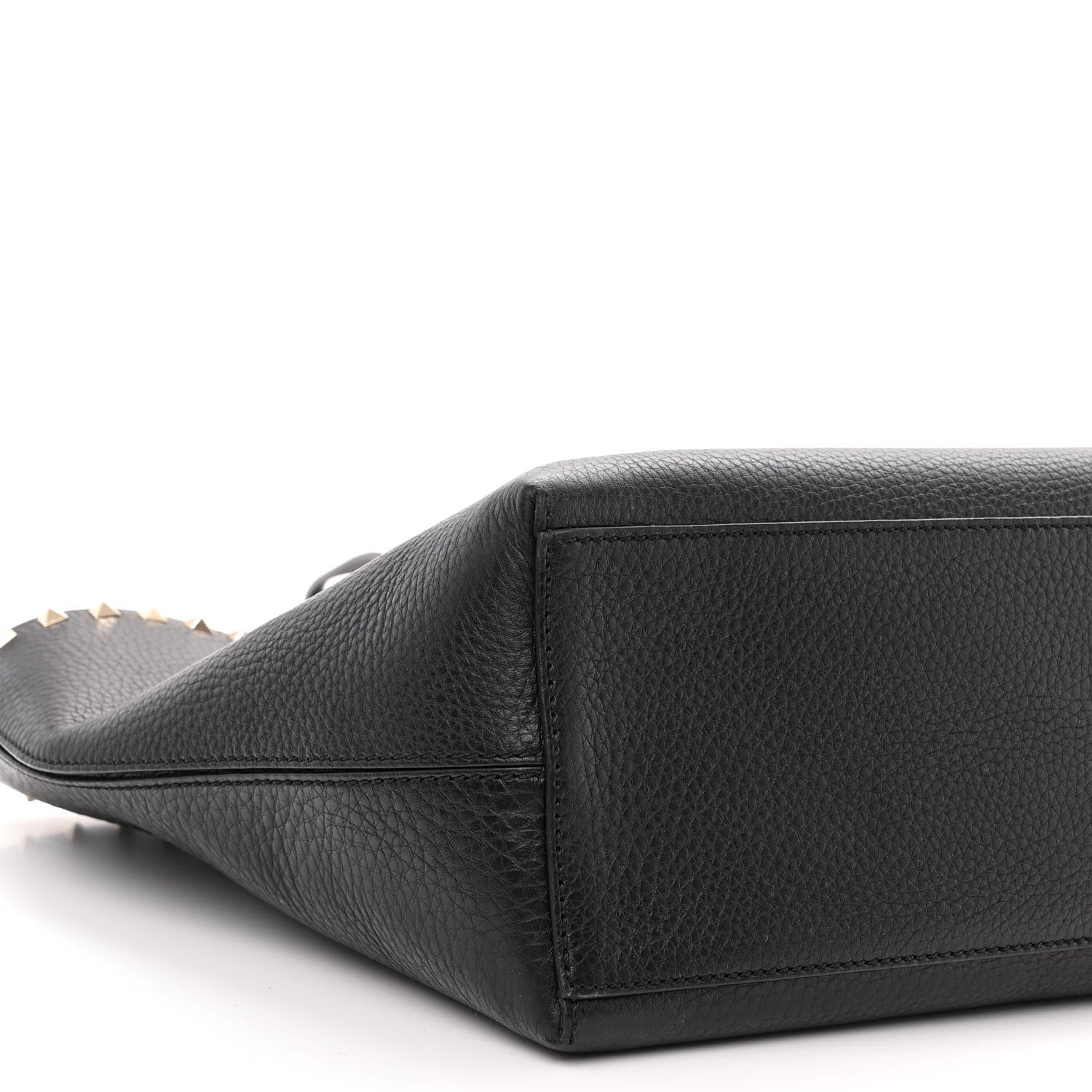 Valentino Garavani Grained Calfskin Rockstud Shoulder Tote Black 9 of 10