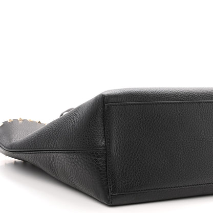 Valentino Garavani Grained Calfskin Rockstud Shoulder Tote Black 9 of 10