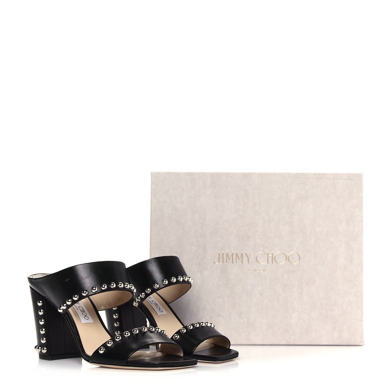 Jimmy Choo Calfskin Matty 85 Studded Mule Sandals 41 Black 8 of 8