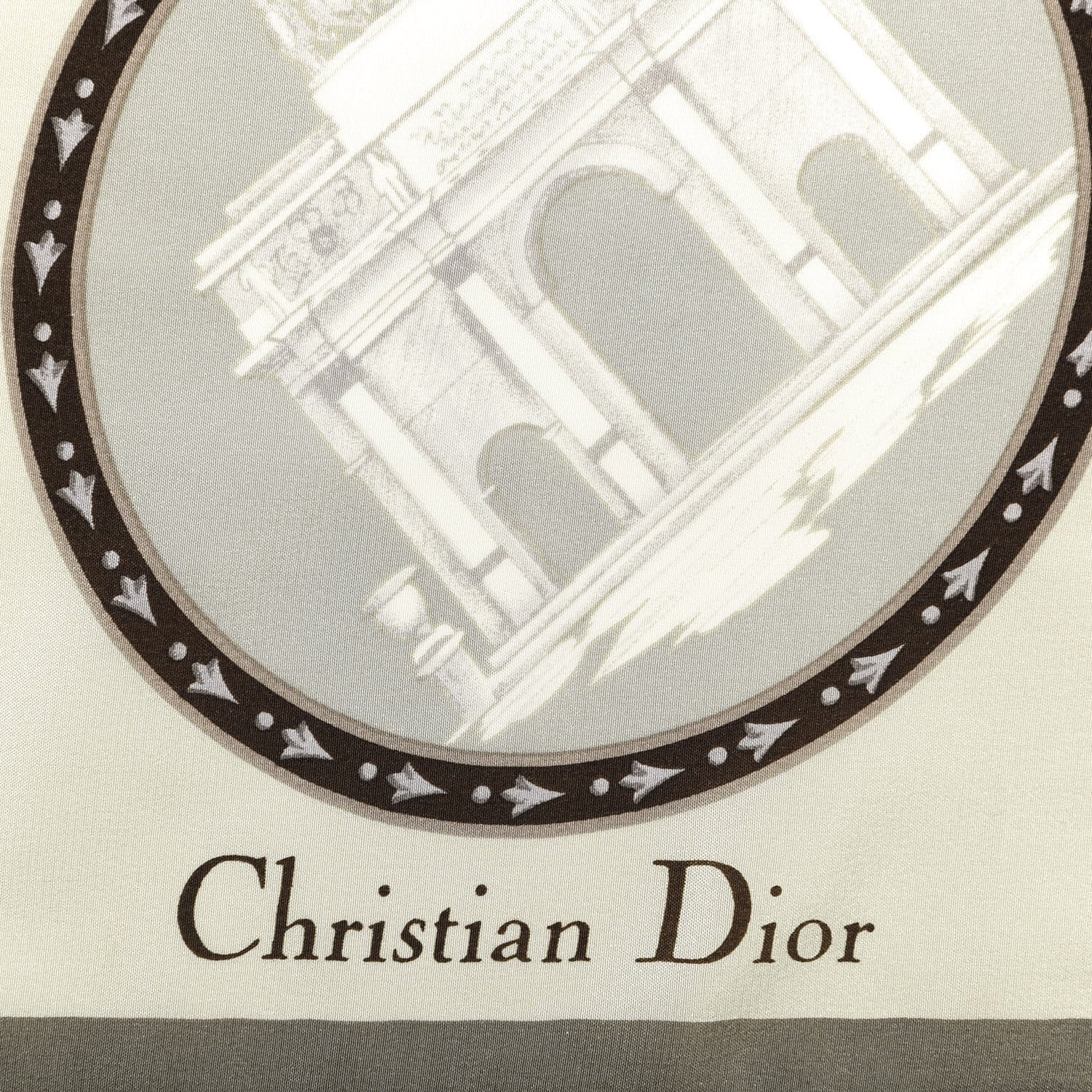 Christian Dior Silk Square Scarf Beige Gray 2 of 4