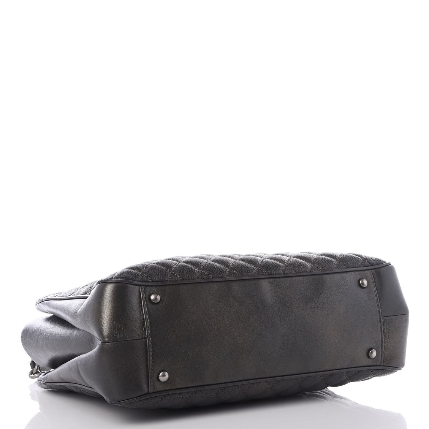 Metallic Goatskin Quilted Medium Rock In Rome Tote Charcoal