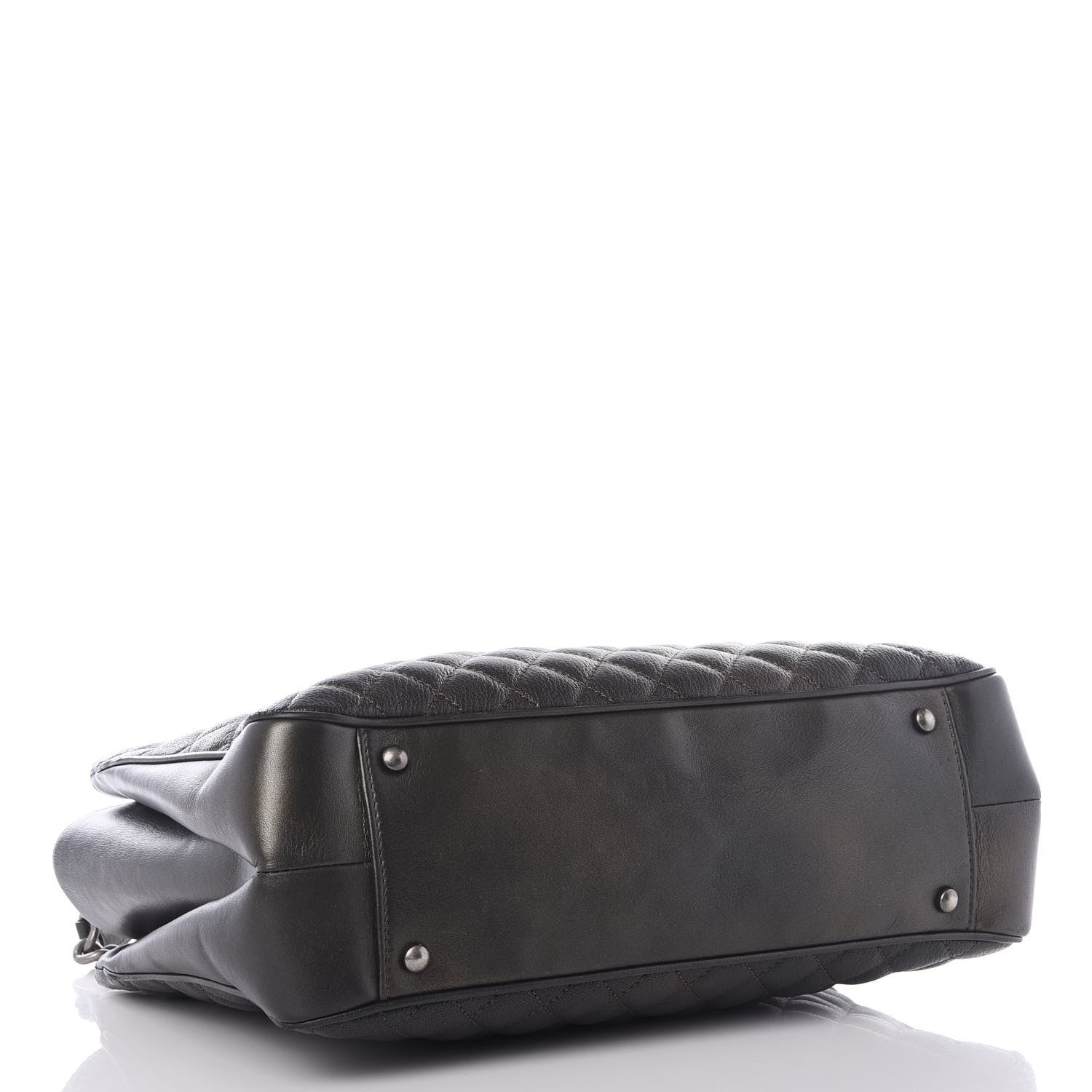 Chanel Metallic Goatskin Quilted Medium Rock In Rome Tote Charcoal 3 of 9