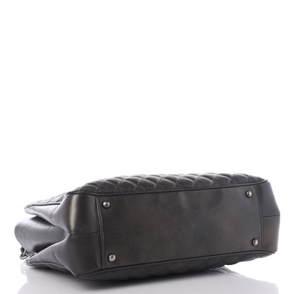 Chanel Metallic Goatskin Quilted Medium Rock In Rome Tote Charcoal 3 of 9