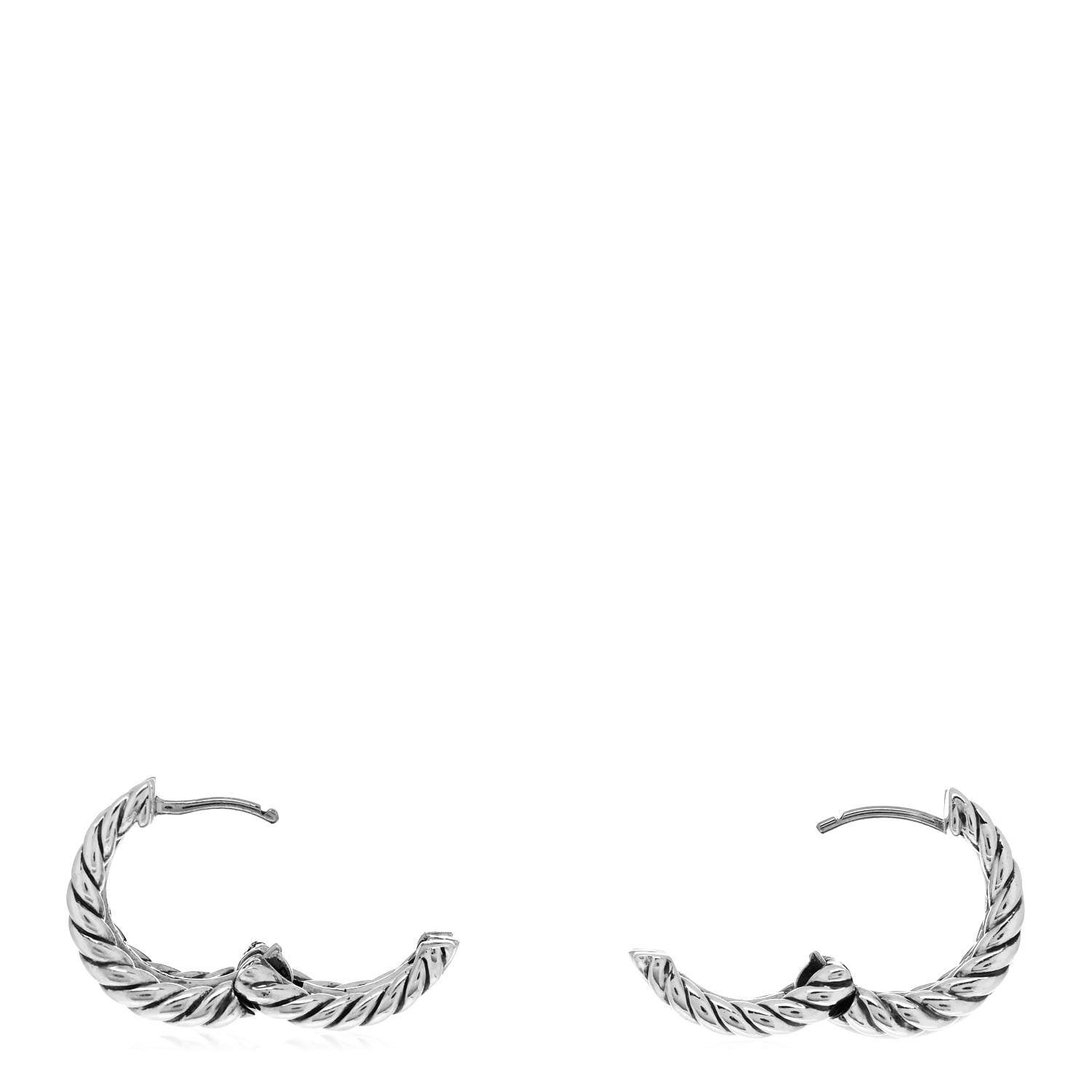 David Yurman Sterling Silver Diamond Stax Hoop Earrings 3 of 4