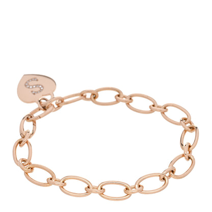 Tiffany 18K Rose Gold Diamond Tiffany Letter S Heart Tag Charm Clasping Oval Link Bracelet 2 of 4