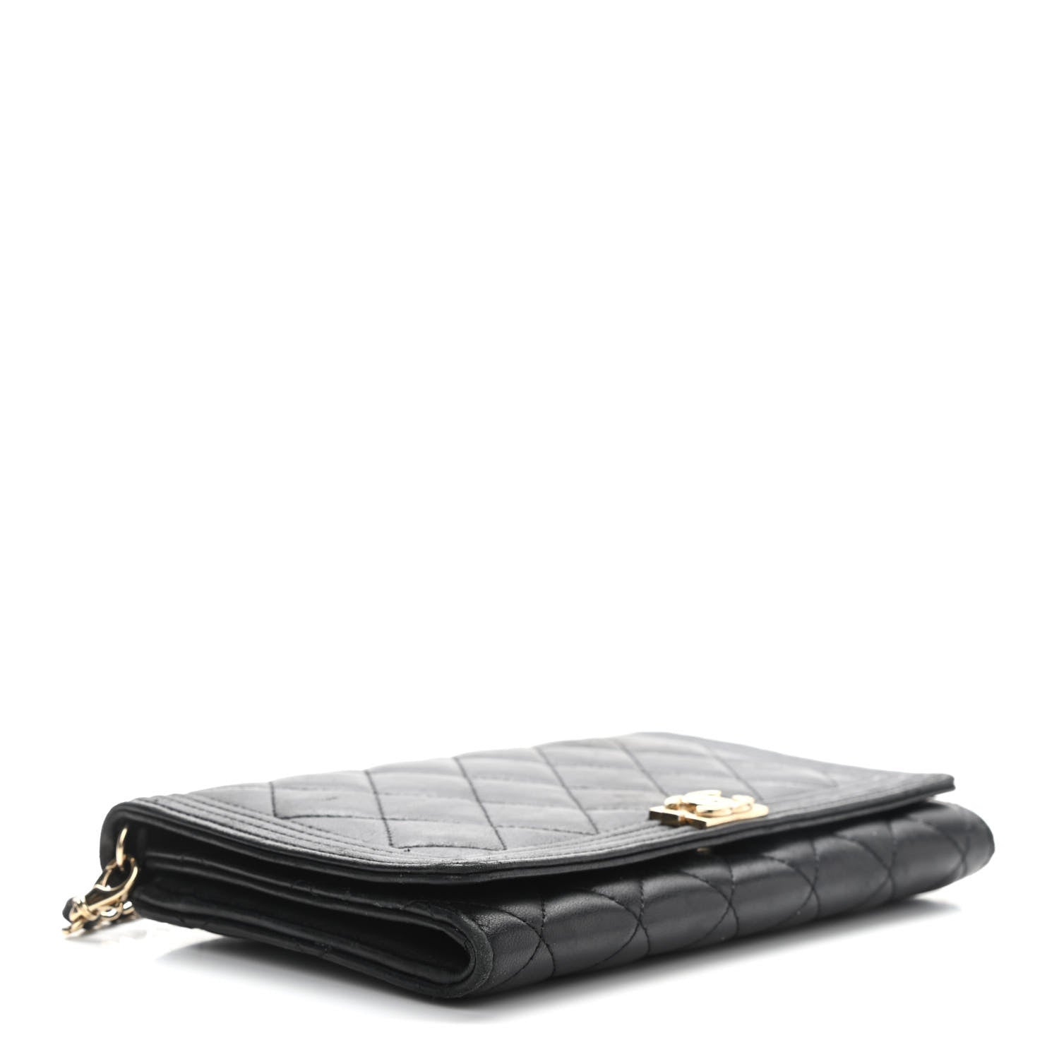 Chanel Lambskin Quilted Boy Wallet On Removable Chain WOC Black 4 of 11