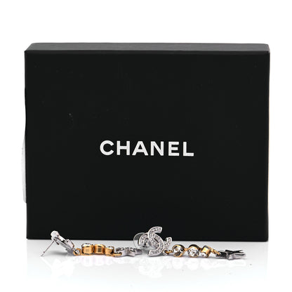 Chanel Crystal Star Drop CC Earrings Silver Gold 6 of 6