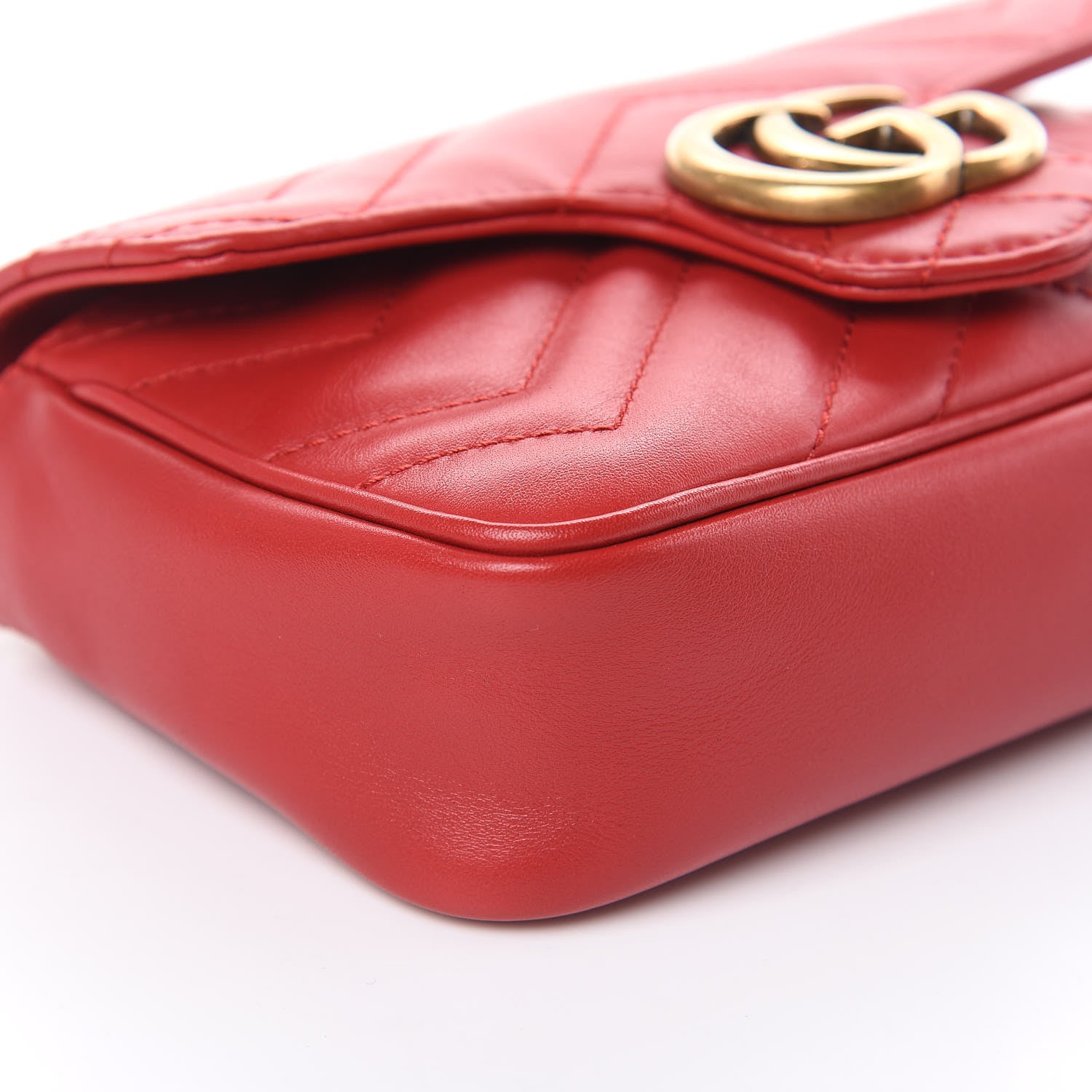 Gucci Calfskin Matelasse Super Mini GG Marmont Shoulder Bag Hibiscus Red 8 of 9