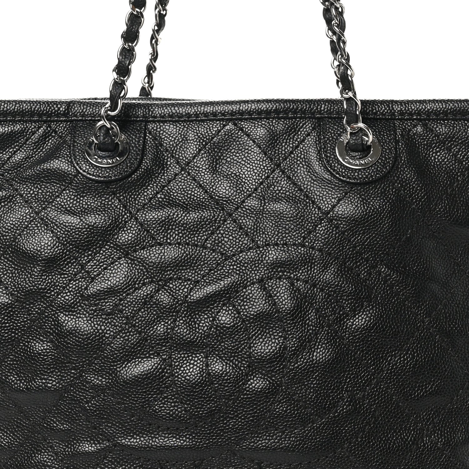 Chanel Grained Calfskin Quilted Small Daily Shopping Tote Black 8 of 10