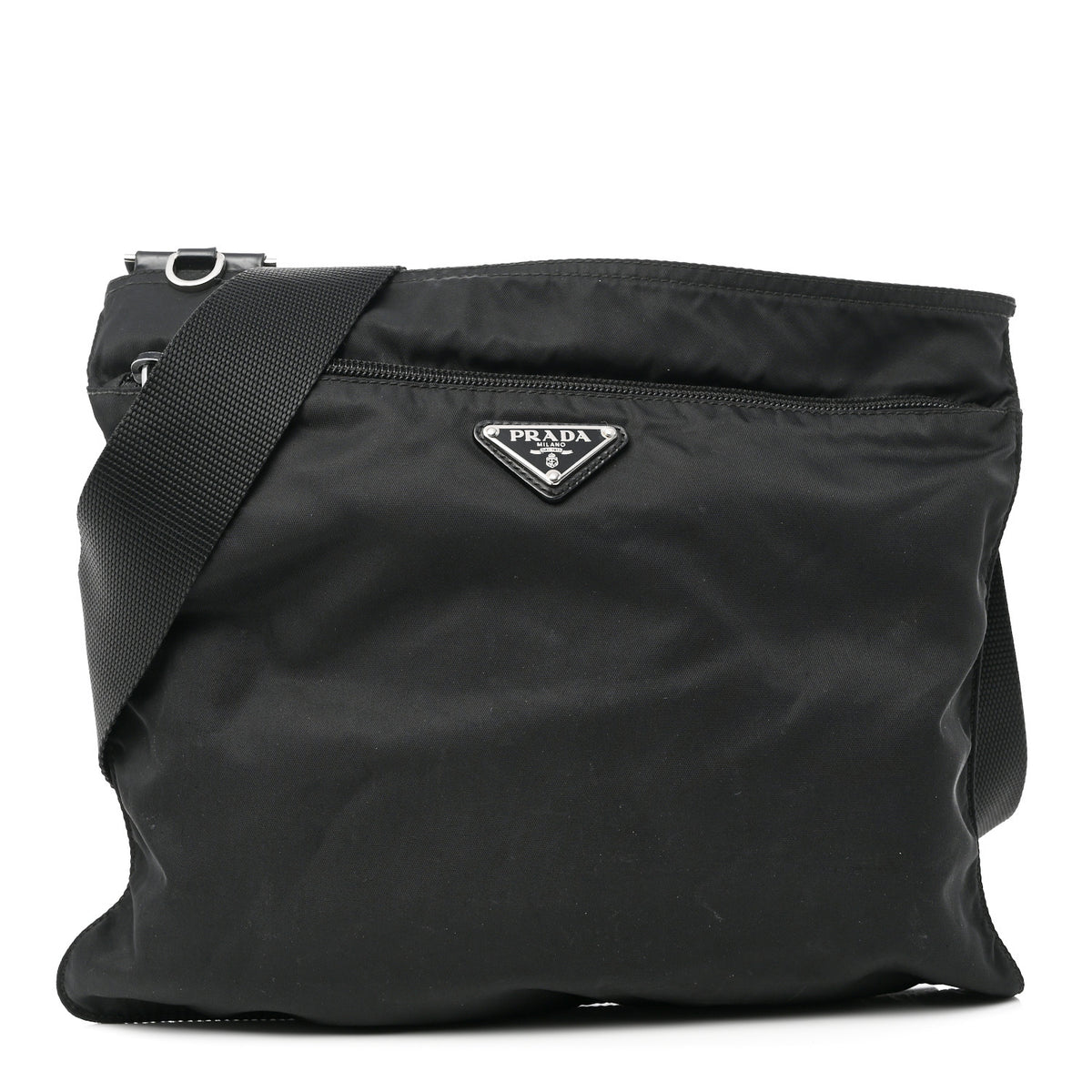 Nylon Vela Flat Messenger Bag Black