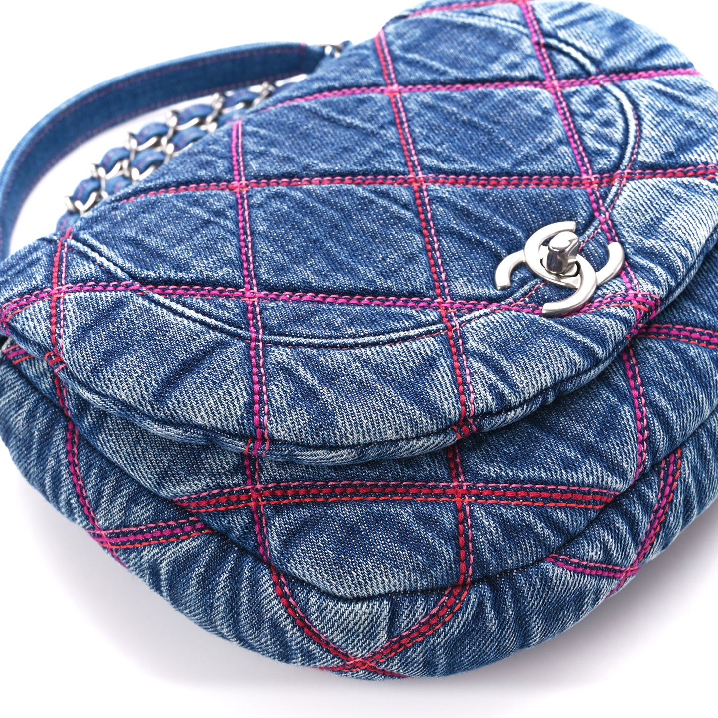 Denim Quilted Coco Beach Messenger Bag Blue