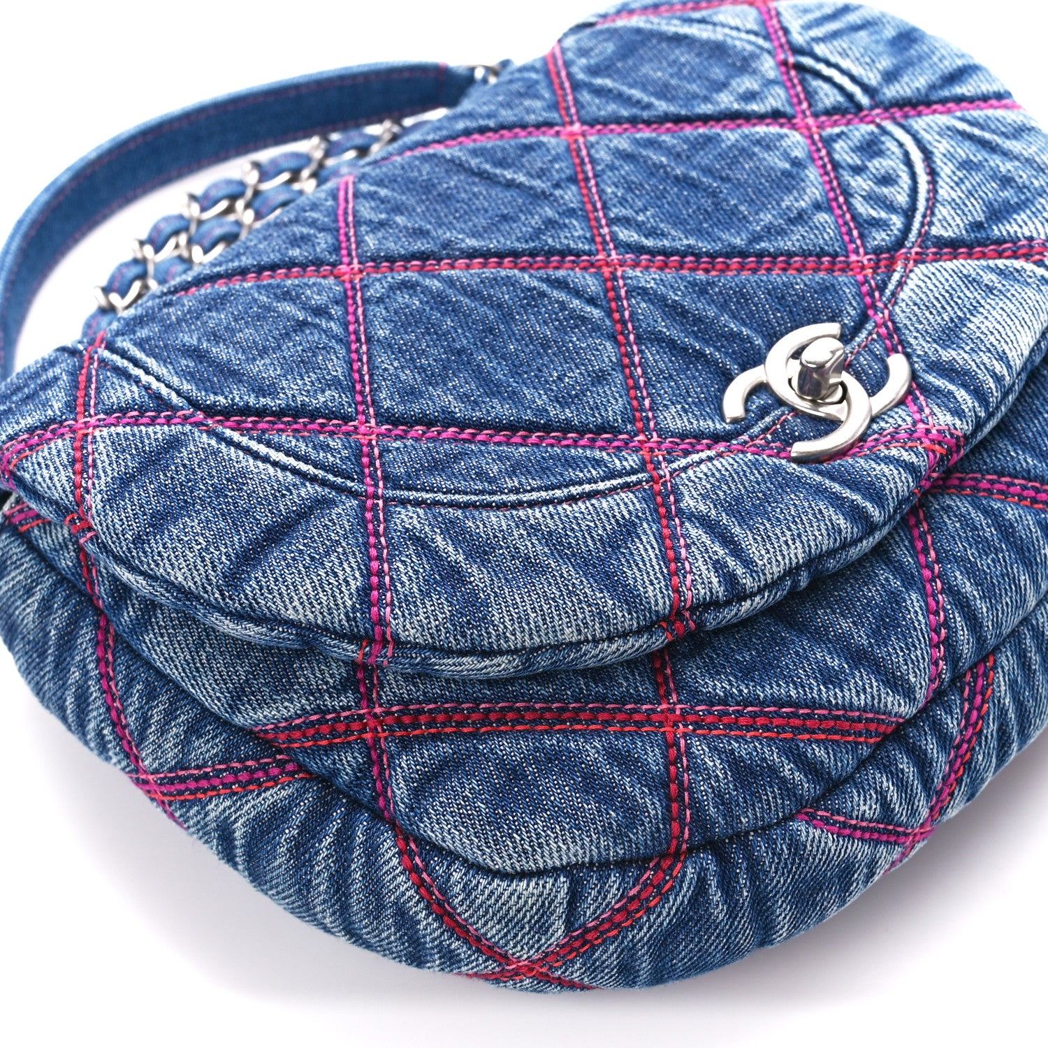 Chanel Denim Quilted Coco Beach Messenger Bag Blue 9 of 11