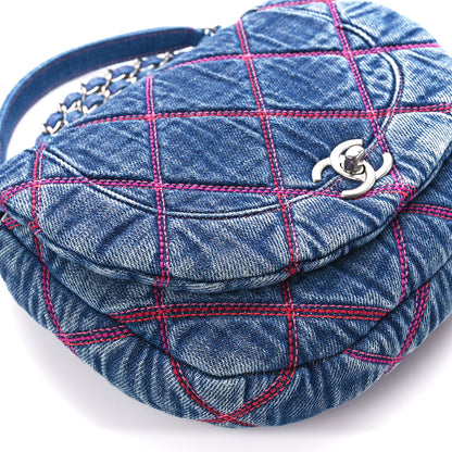Chanel Denim Quilted Coco Beach Messenger Bag Blue 9 of 11