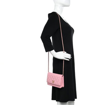 Chanel Caviar Quilted Multi Chain Wallet On Chain WOC Light Pink 2 of 16