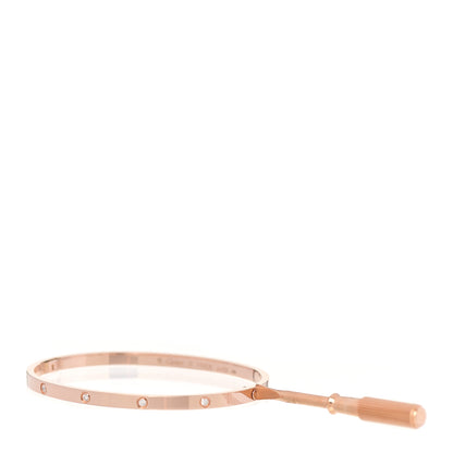 Cartier 18K Pink Gold 10 Diamond Small LOVE Bracelet 18 3 of 5