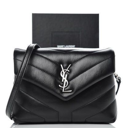 Saint Laurent Calfskin Y Quilted Monogram Toy Loulou Crossbody Bag Black 10 of 10