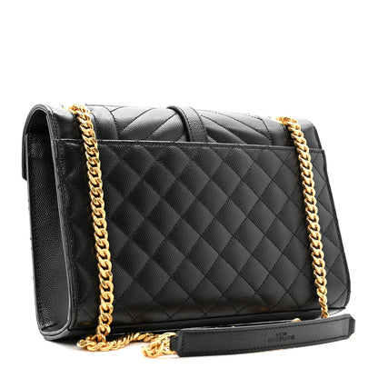 Saint Laurent Grain De Poudre Textured Mixed Matelasse Triquilt Medium Monogram Satchel Black 3 of 12