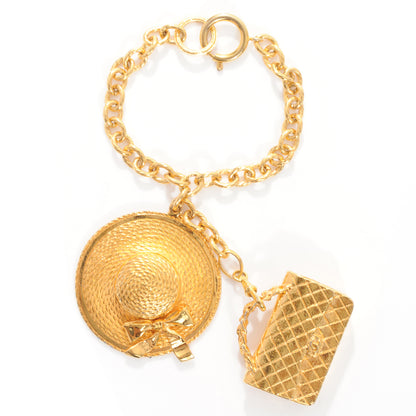 Chanel 2.55 Quilted Flap and CC Hat Charm Bracelet Gold 1 of 6