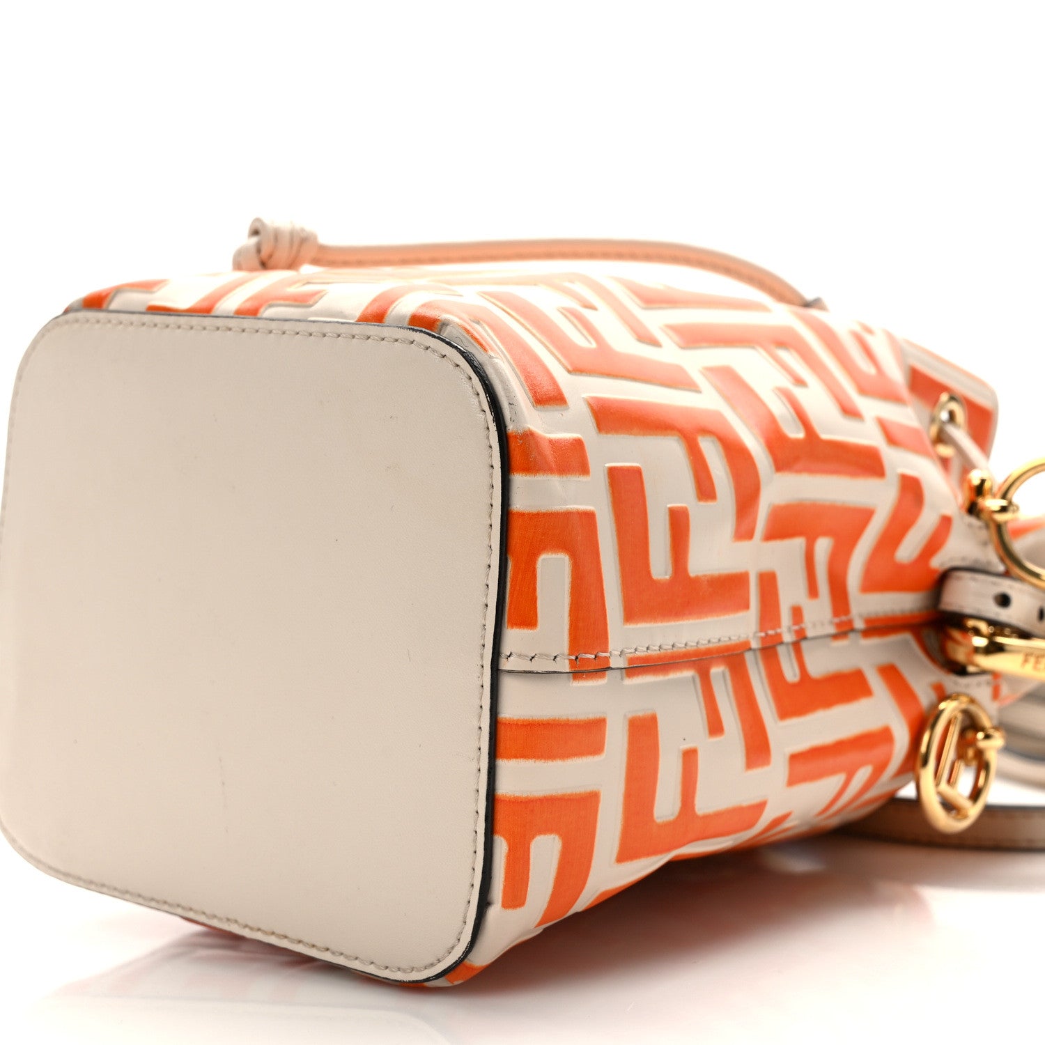Fendi Vitello Liberty F is Fendi Bi-Color FF 1974 Embossed Mini Mon Tresor Bucket Bag Camelia Aranciata 10 of 14