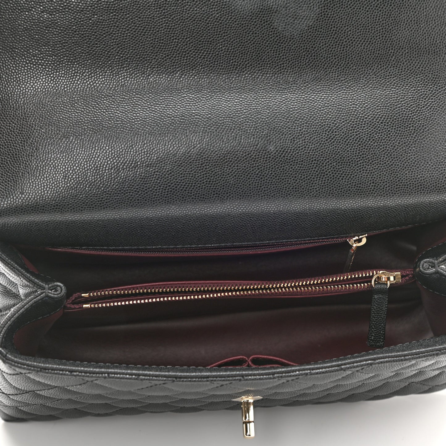 Caviar Quilted Small Coco Handle Flap Black