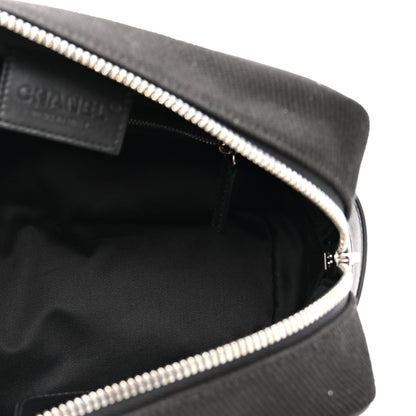 Chanel Canvas Calfskin Large Zippered Pouch Beige Black 5 of 8