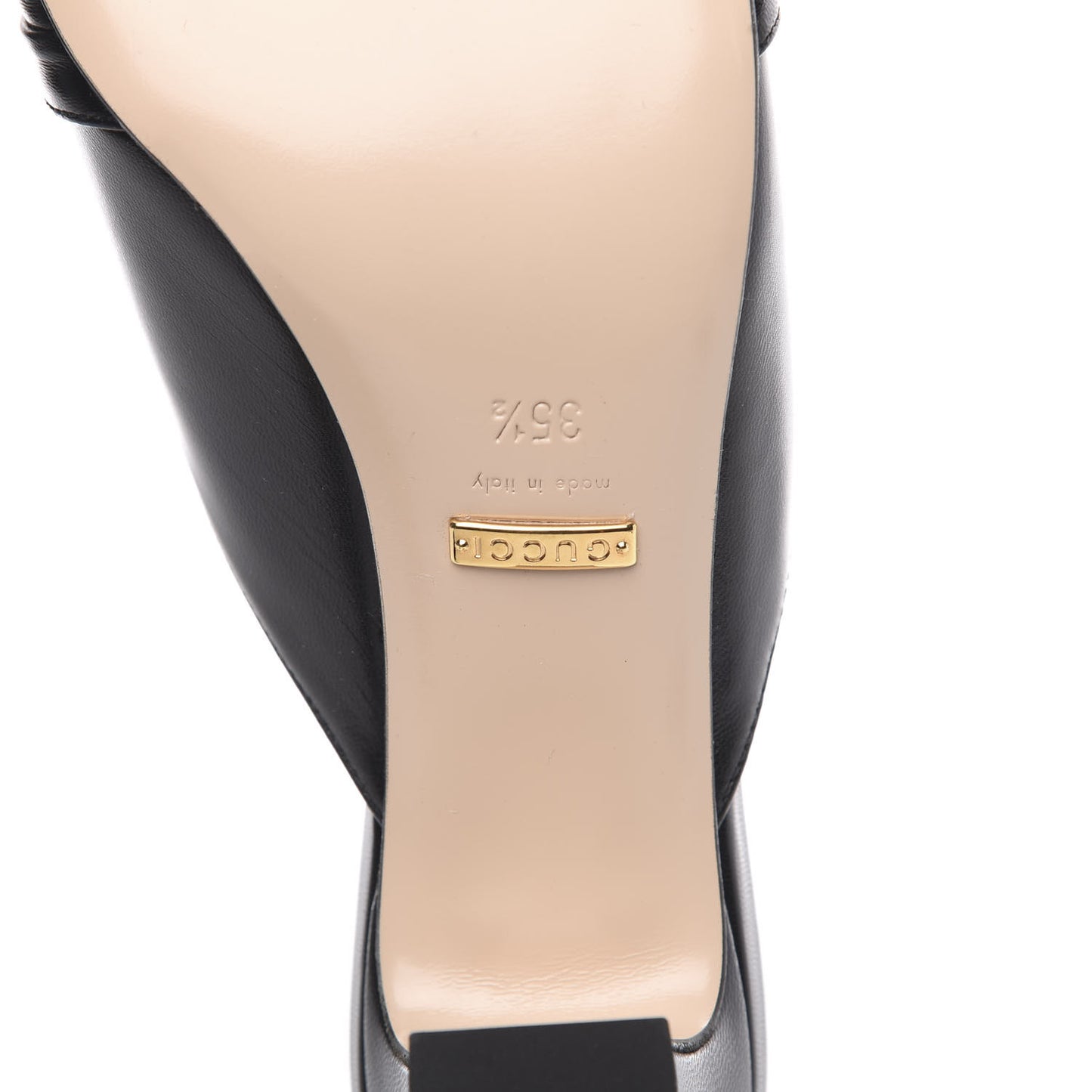 Malaga Kid Half Moon GG Square Toe Slide Sandals 35.5 Black