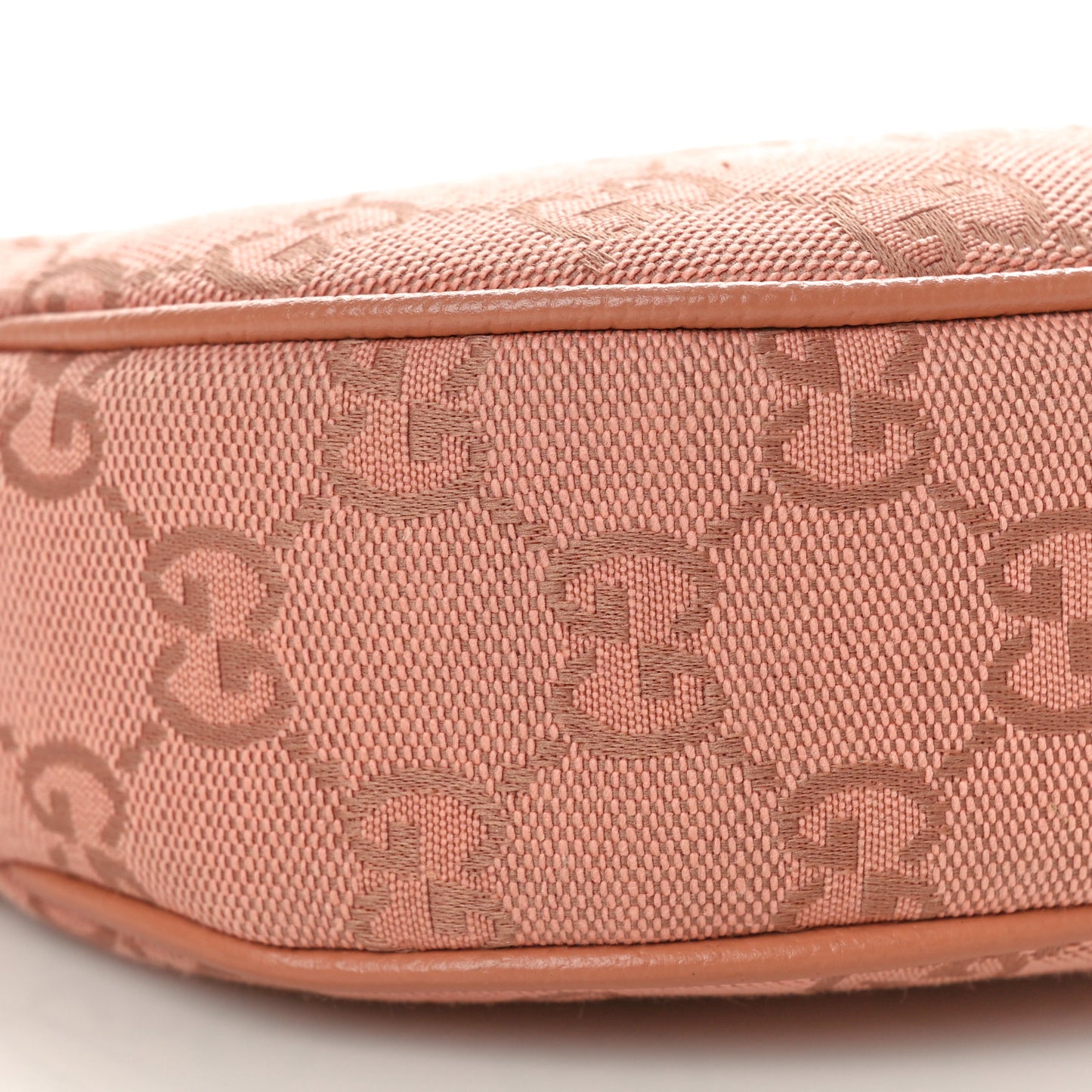 GG Supreme Monogram Textured Calfskin Web Mini Ophidia Half Moon Hobo Rose Pink