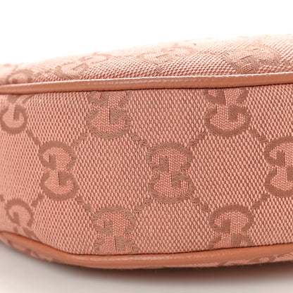 Gucci GG Supreme Monogram Textured Calfskin Web Mini Ophidia Half Moon Hobo Rose Pink 9 of 10