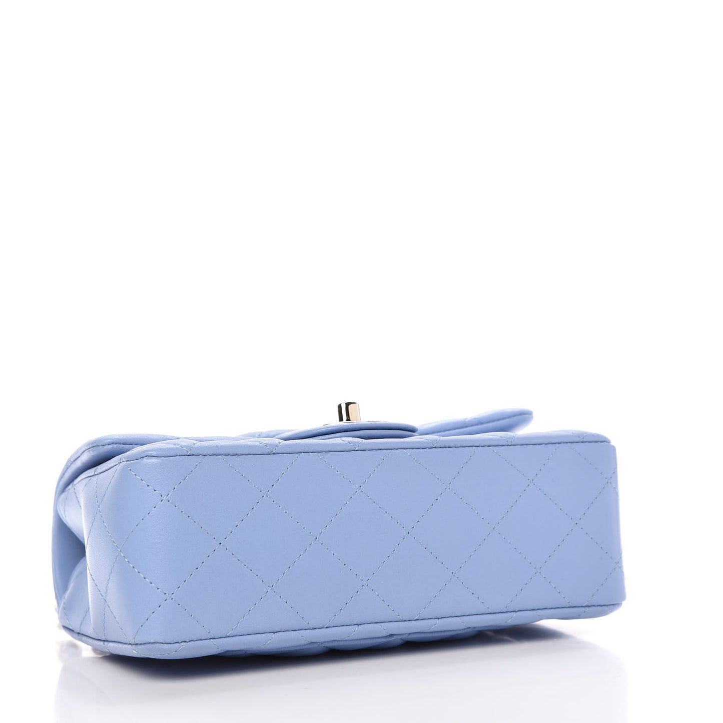 Lambskin Quilted Mini Rectangular Flap Light Blue