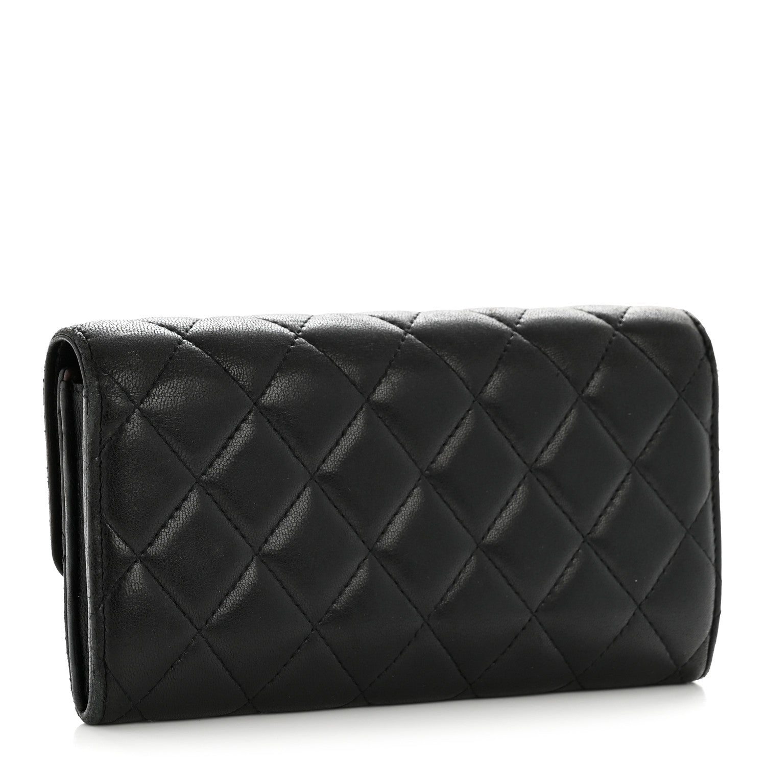 Chanel Lambskin Quilted Large Gusset Flap Wallet Black 3 of 11