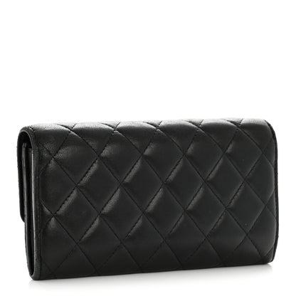 Chanel Lambskin Quilted Large Gusset Flap Wallet Black 3 of 11