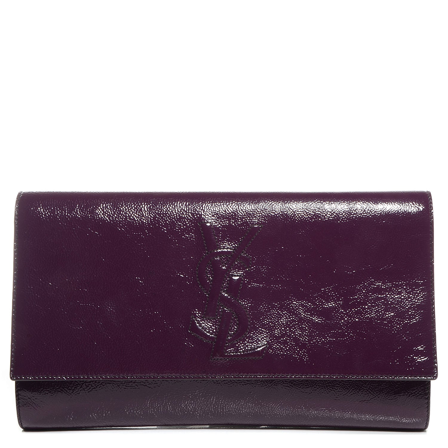 Saint Laurent Patent Large Belle De Jour Clutch Violet 1 of 7