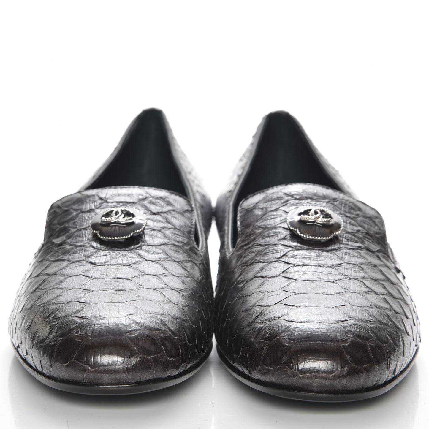 Metallic Python CC Mocassin Loafers 37 Dark Grey