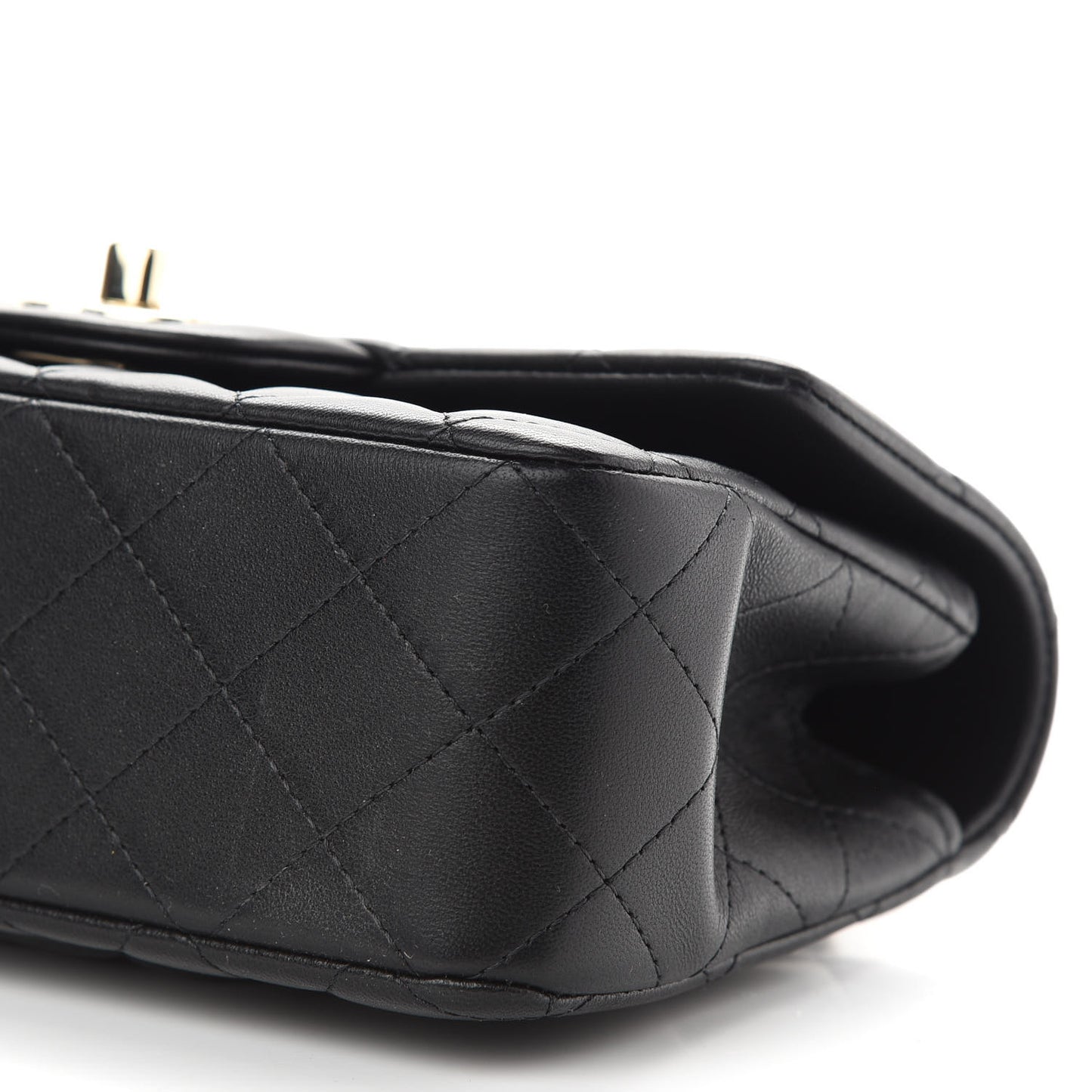 Lambskin Quilted Mini Top Handle Rectangular Flap Black