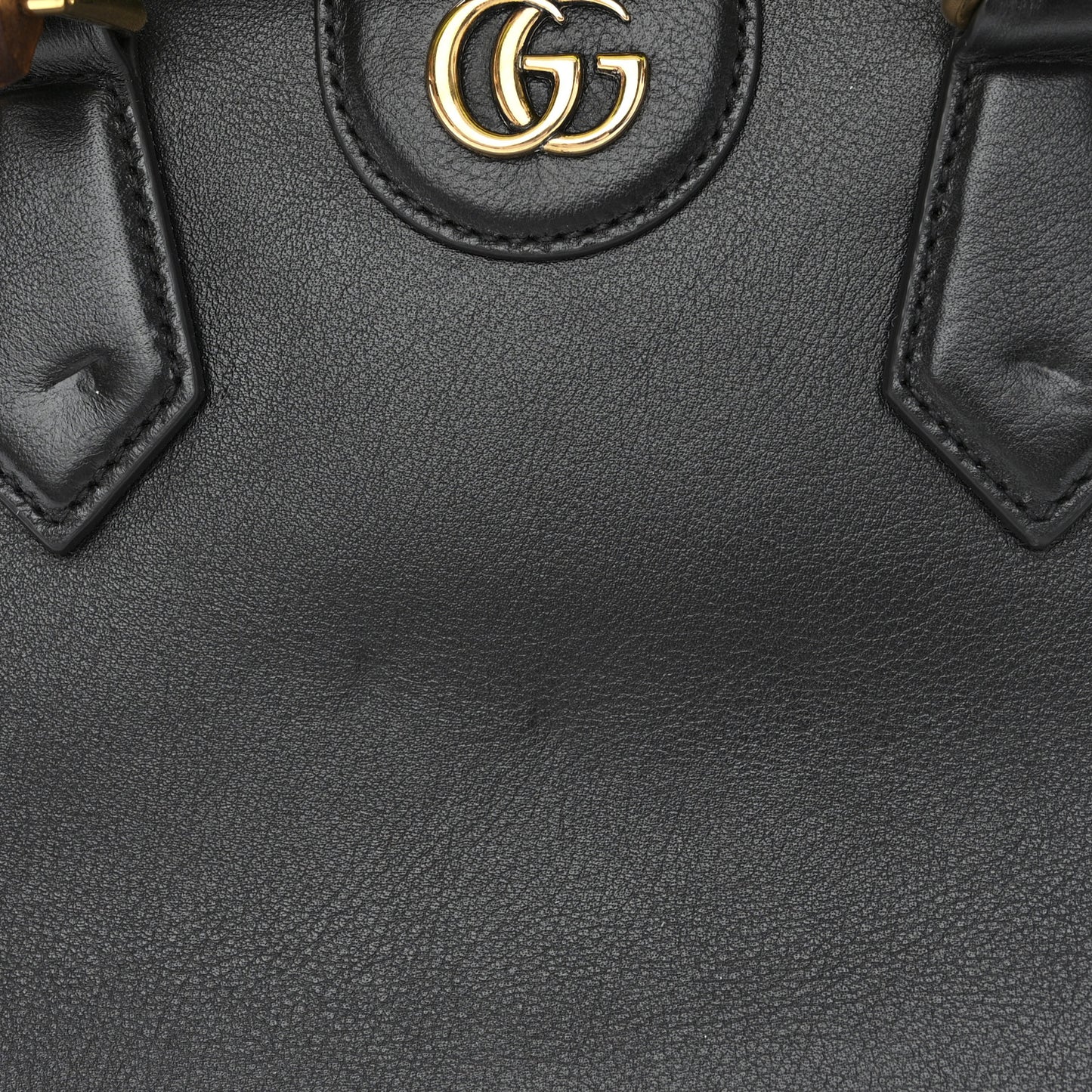 Calfskin Small Diana Tote Bag Black Yellow Fluo