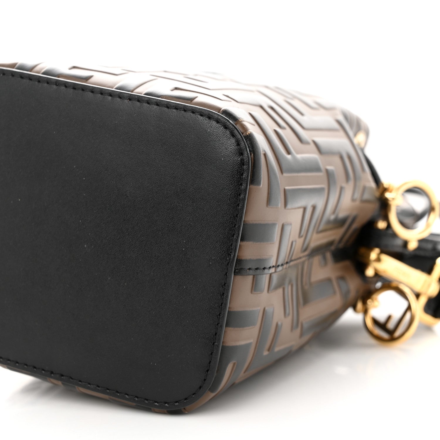 Fendi Vitello Liberty F is Fendi Bi-Color FF 1974 Embossed Mini Mon Tresor Bucket Bag Maya Black 10 of 11