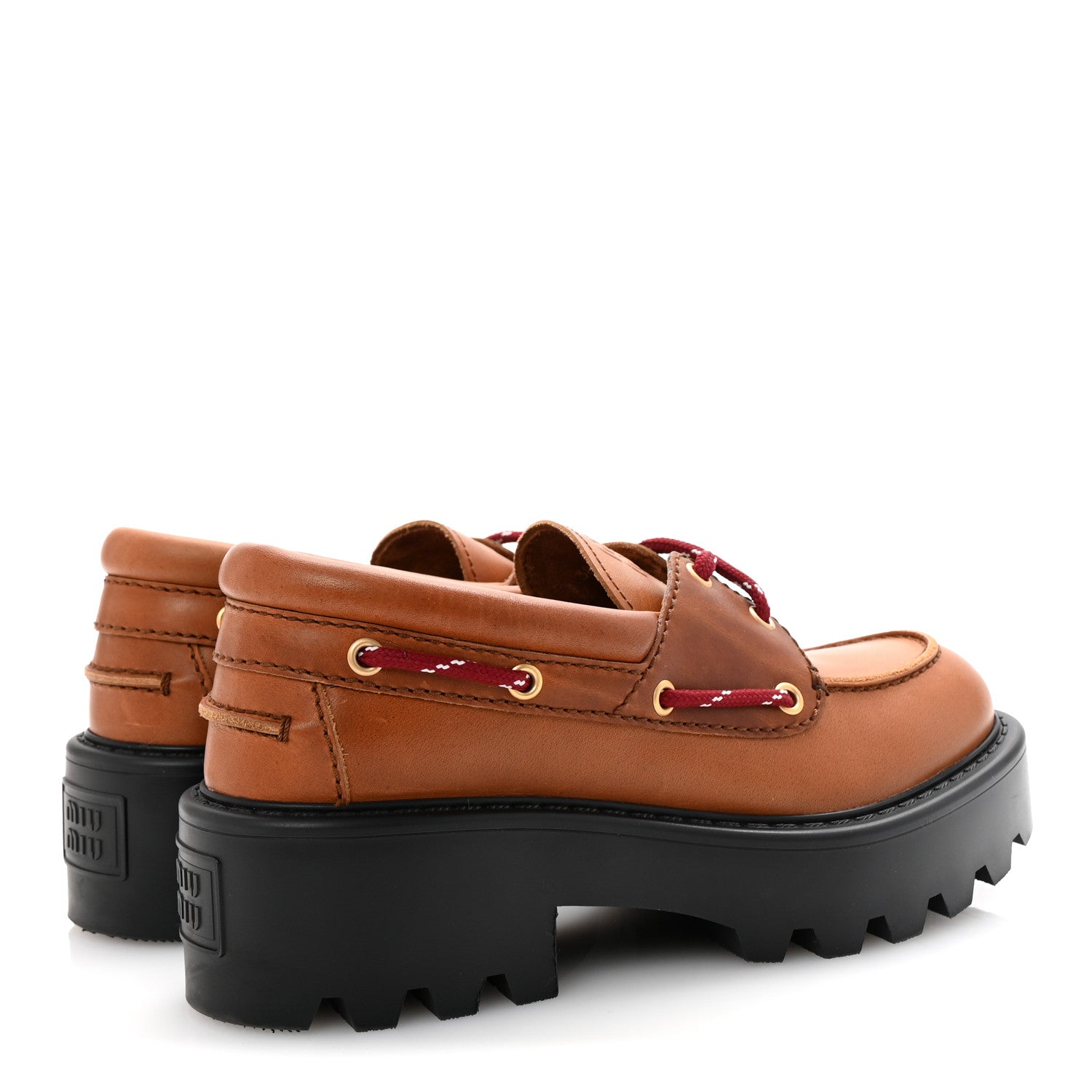 Miu Miu Vitello Platform Loafers 38.5 Cognac 5 of 10
