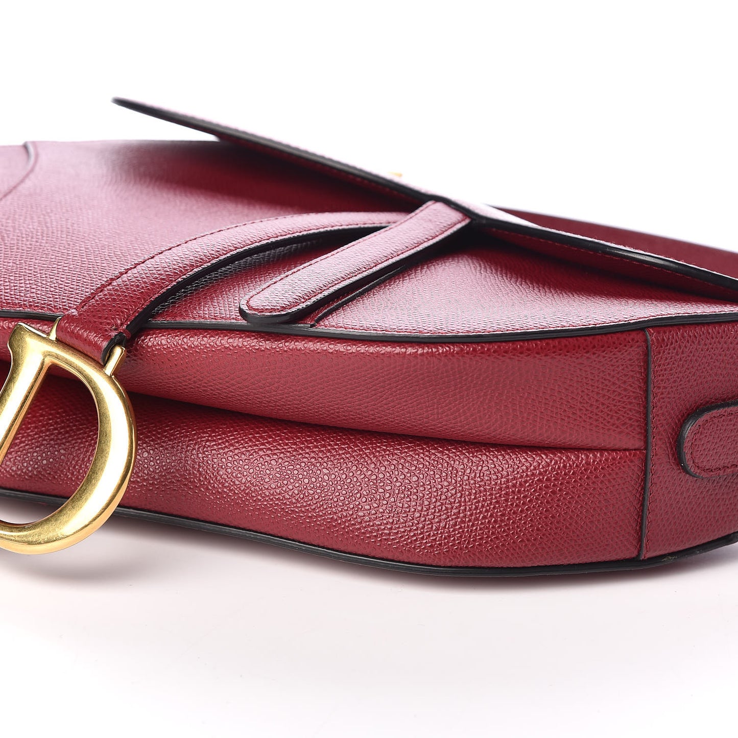 Grained Calfskin Saddle Bag Burgundy