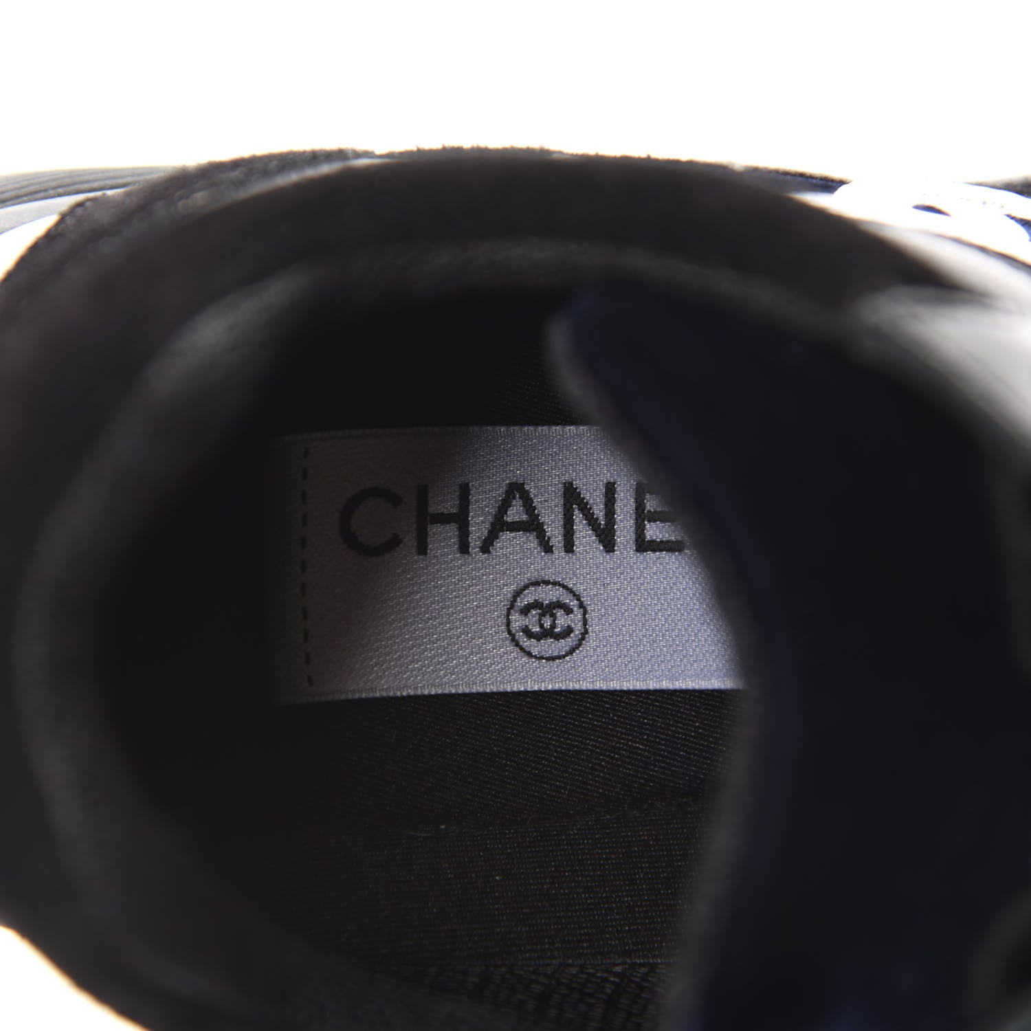 Chanel Suede Velvet Lambskin CC Sneakers 35 Black Blue Silver 6 of 8