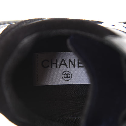 Chanel Suede Velvet Lambskin CC Sneakers 35 Black Blue Silver 6 of 8