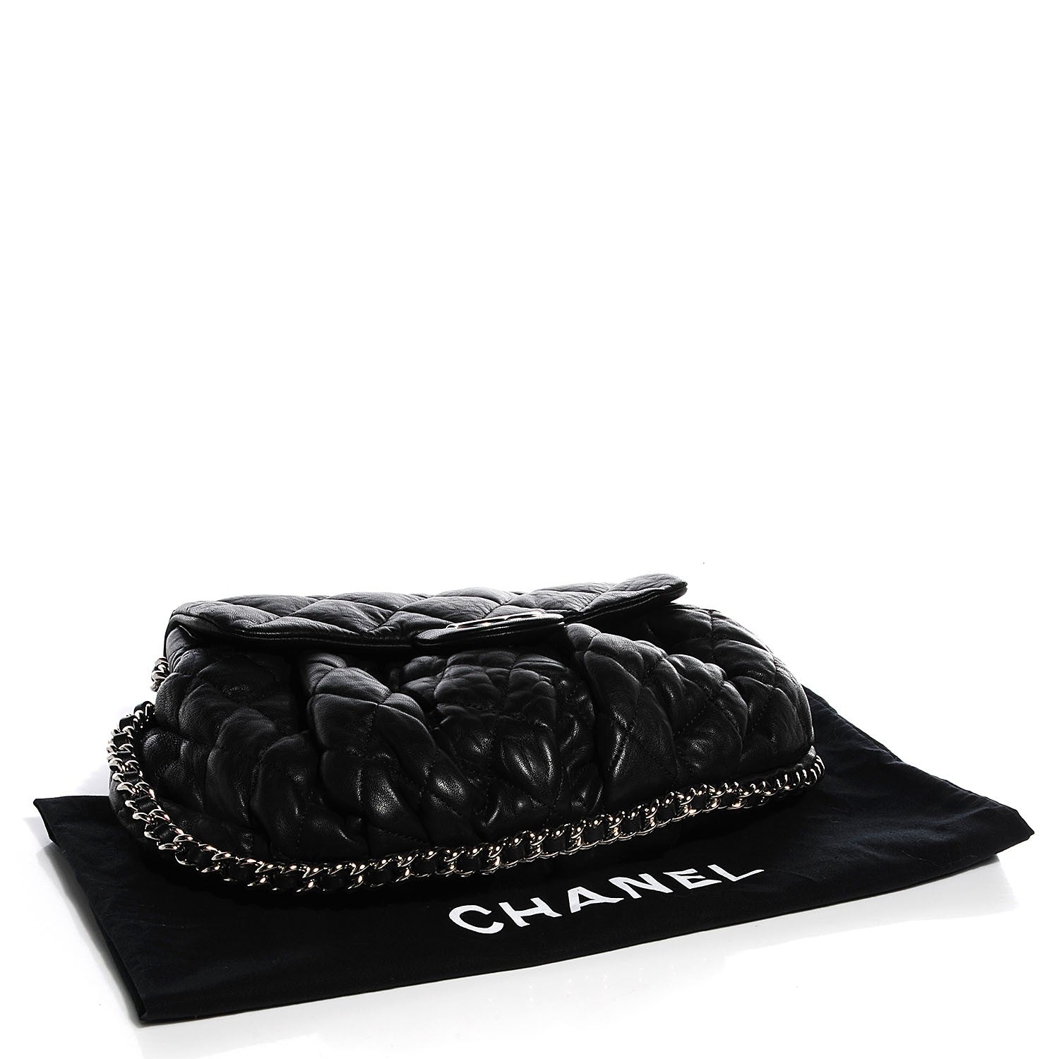 Chanel Crumpled Lambskin Chain Around Medium Messenger Black 3 of 7