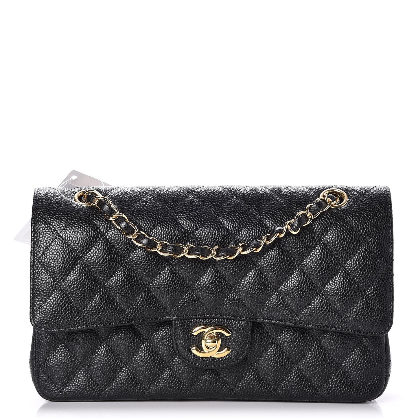Caviar Quilted Medium Double Flap Black