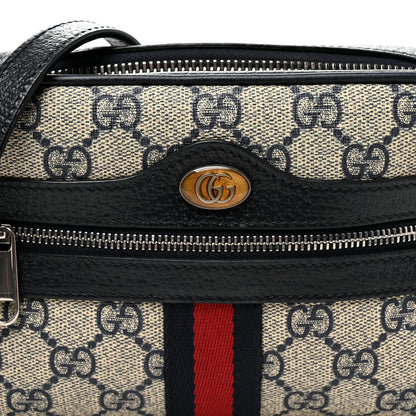 Gucci GG Supreme Monogram Textured Dollar Calfskin Web Mini Ophidia Shoulder Bag Beige Blue 8 of 12