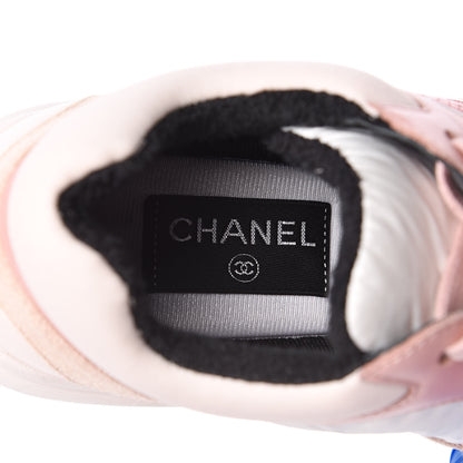 Chanel Nylon Lambskin Suede Calfskin CC Sneakers 39 Pink 6 of 8