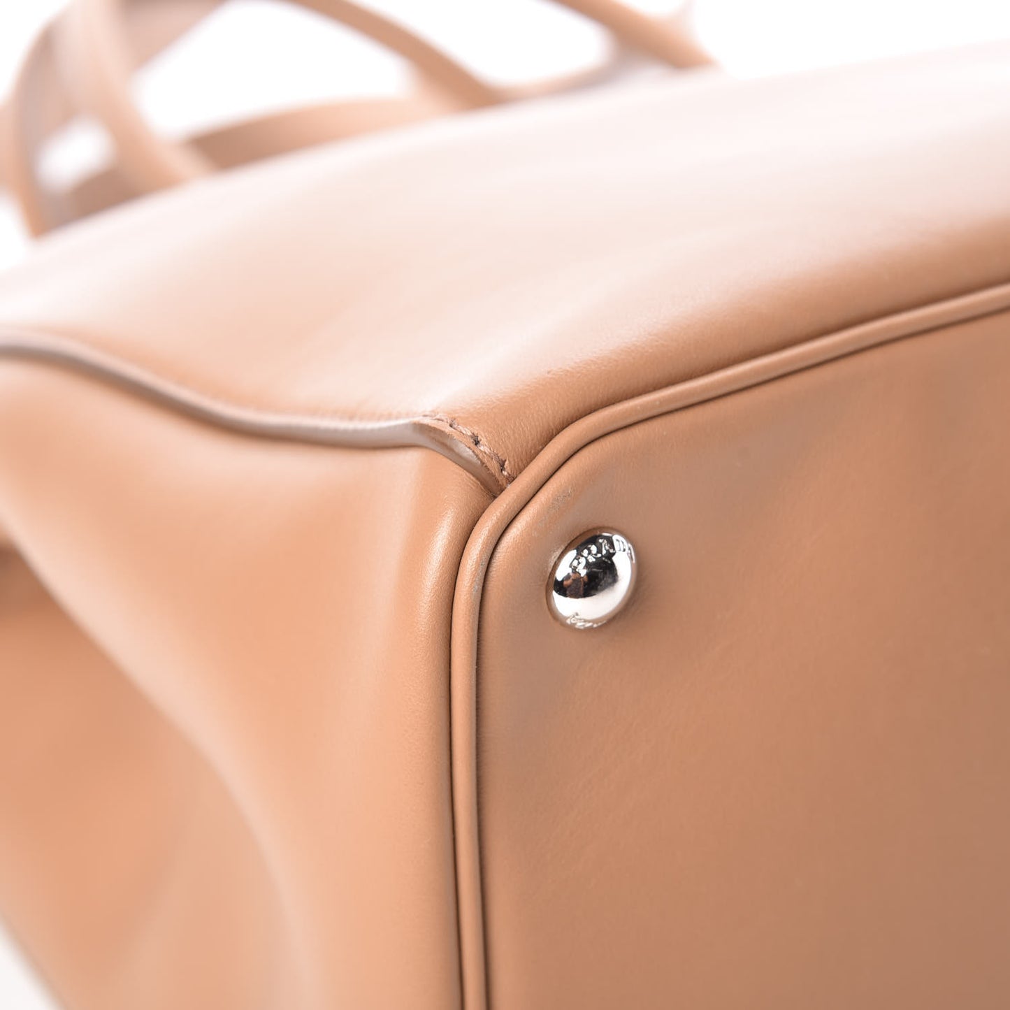 City Calfskin Bi-Color Large Galleria Double Zip Tote Caramel Orange