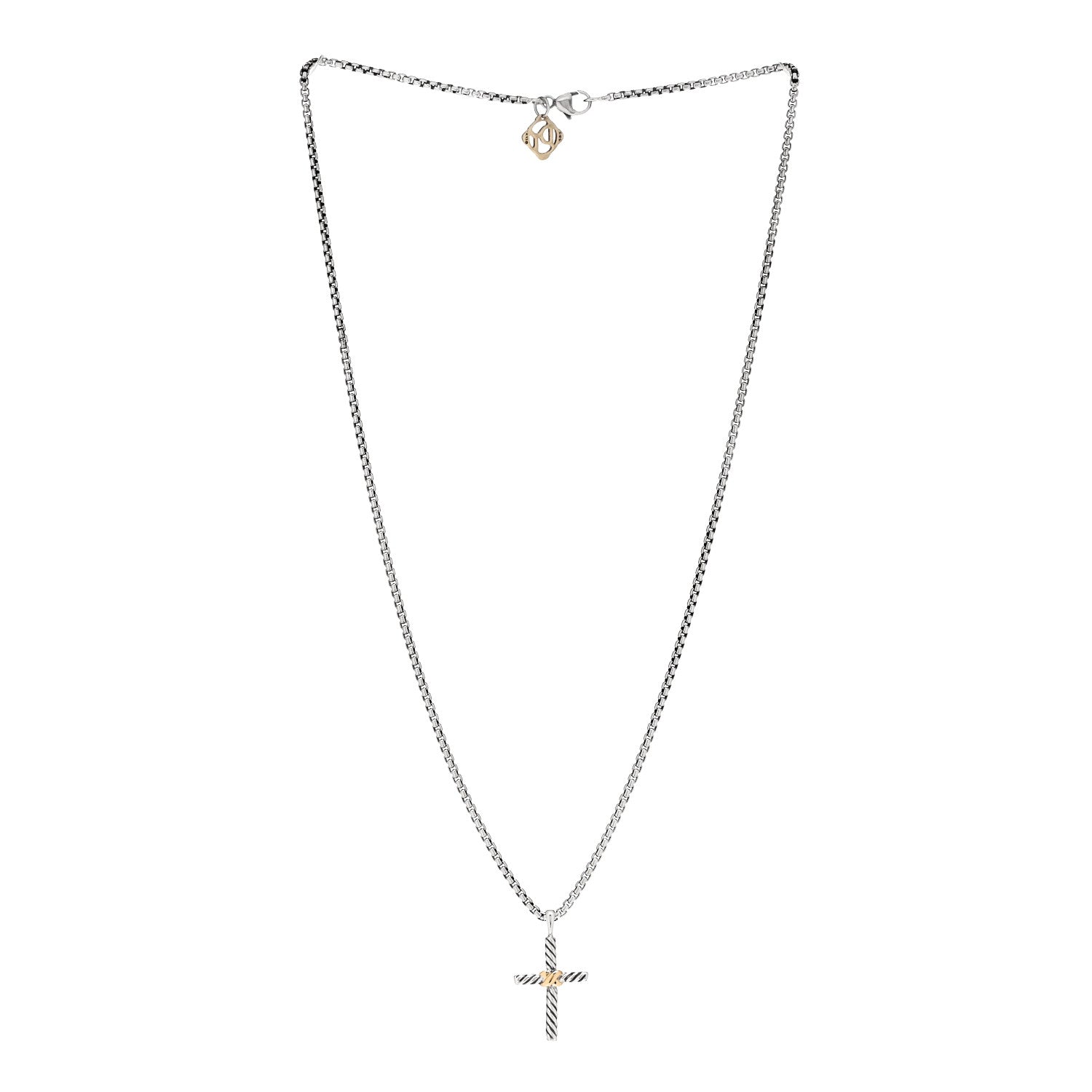 David Yurman Sterling Silver 14K Yellow Gold Petite X Cross Pendant Necklace 3 of 5