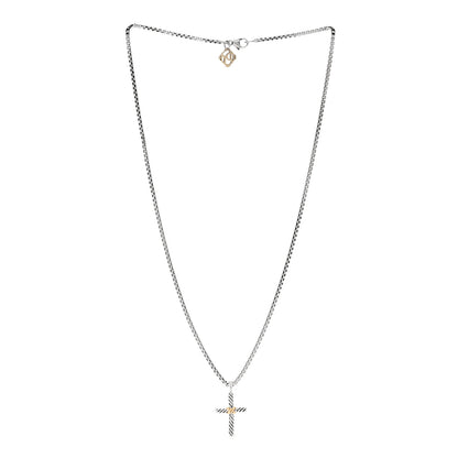 David Yurman Sterling Silver 14K Yellow Gold Petite X Cross Pendant Necklace 3 of 5