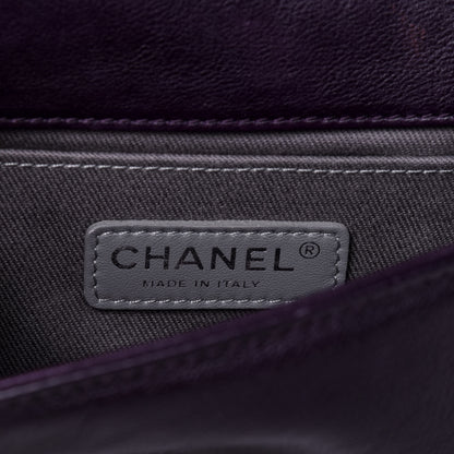 Chanel Calfskin Crystal Embossed Small Boy Flap Plum 5 of 20